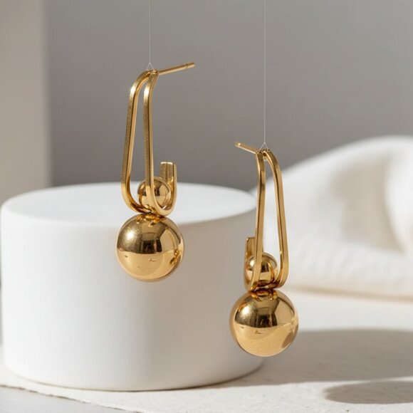 🆕 Chic Shine 18K Gold Plated Bead Drop Earrings Perfect for Every Occasion - Picture 14 of 16